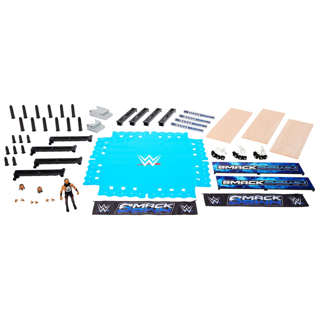 WWE Smack Down Wrestling Ring and WWE Ultimate Edition Jacob Fatu Figure