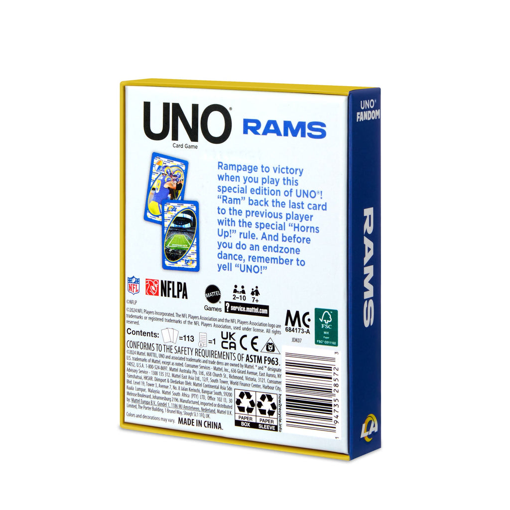 UNO Fandom NFL Los Angeles Rams Game Deck