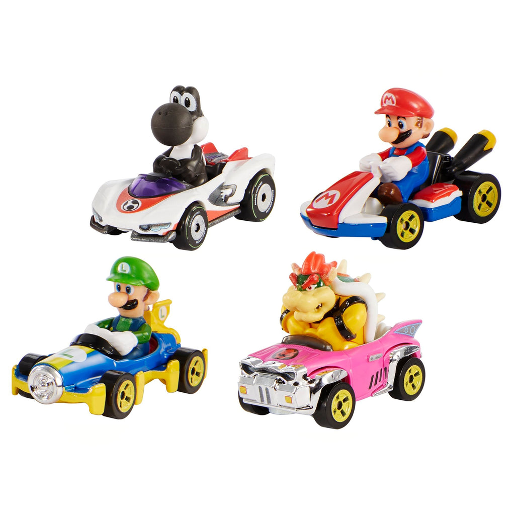 Hot Wheels Mario Kart Characters and Die-Cast Kart Vehicles, Set of 4