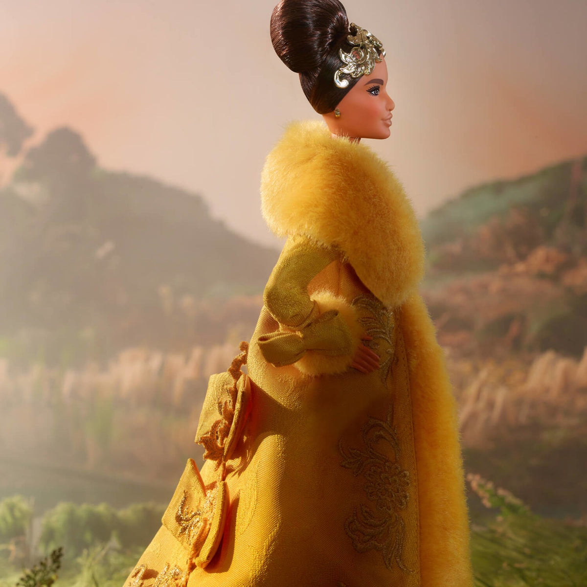 Guo Pei Barbie Doll Wearing Golden-Yellow Gown